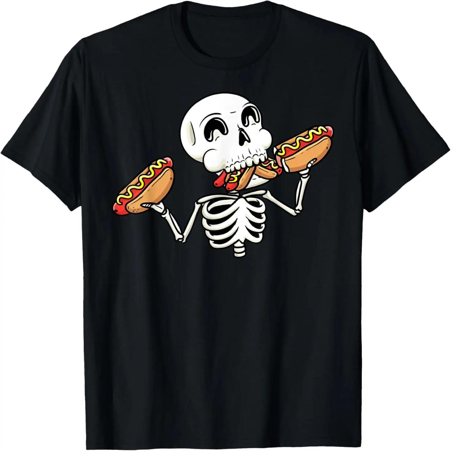 Skeleton With Hot Dogs Halloween Hotdog Lover Food Men Boys T-Shirt XXXXL