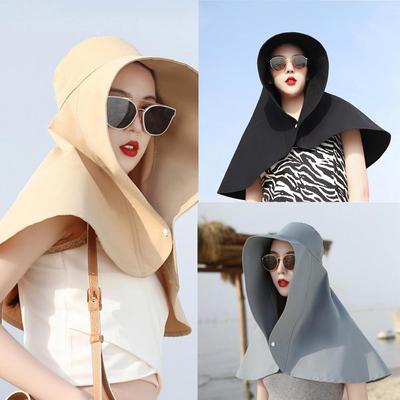 Women Large Brim Sun Hat Bucket Cap With Neck Flap Full Protection Anti-UV Beach Hats Ladies Sunshade Hat LM