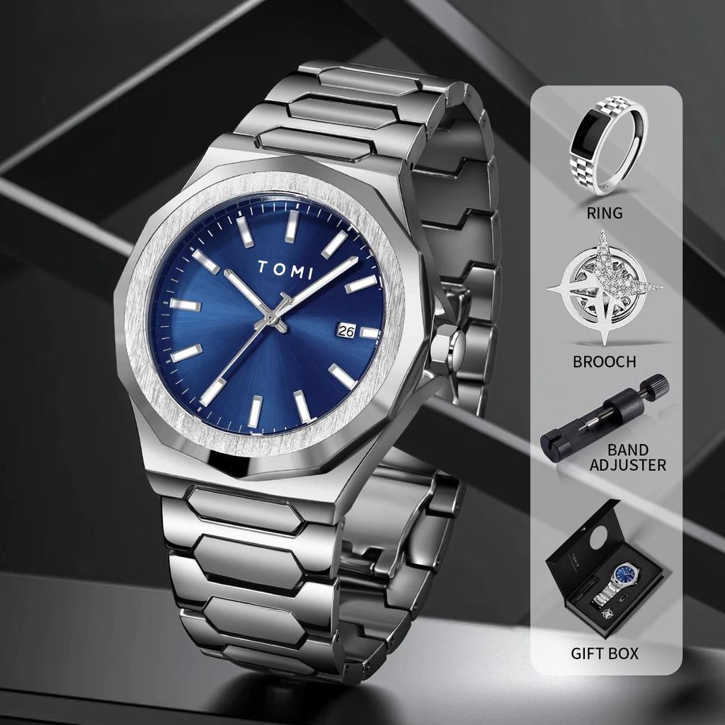 Luxury Business Men's Watch Gift Box Set High Quality Rose Gold Case Simple and Versatile Quartz Watch Relogio Masculino