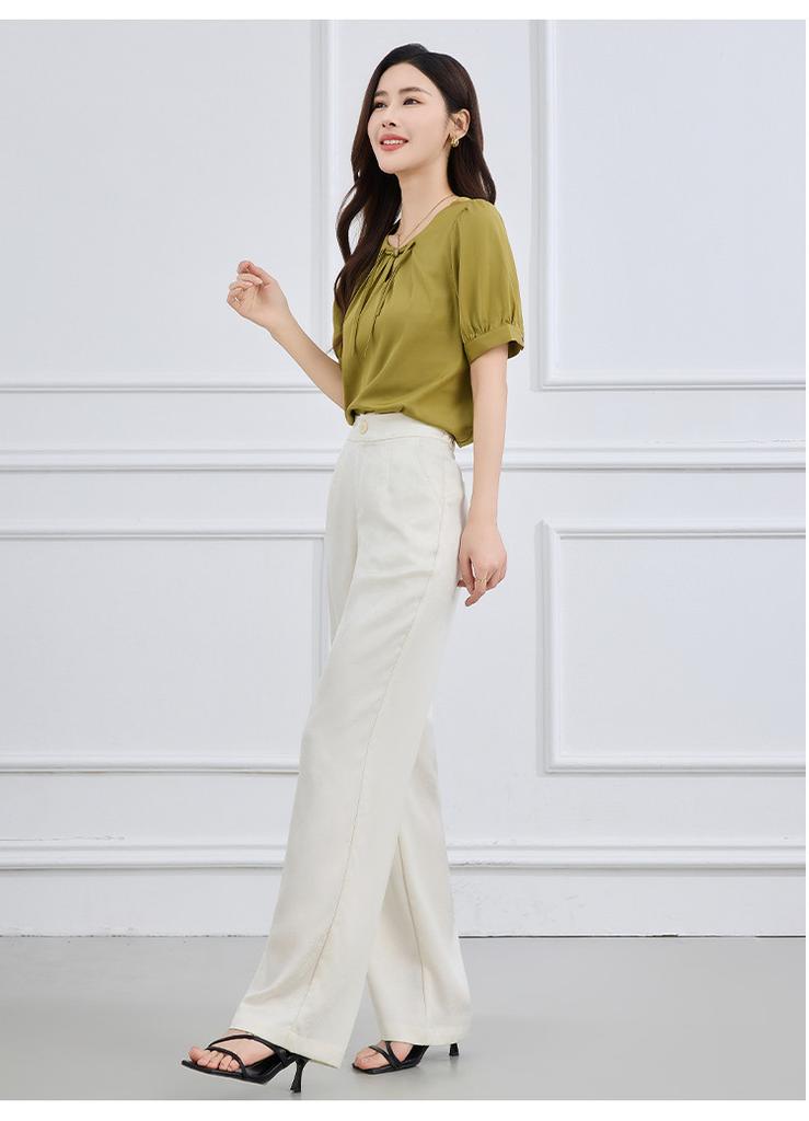 Narrow Wide Leg Pants Summer Solid Color Commuting Minimally Thin Women's Casual Pants