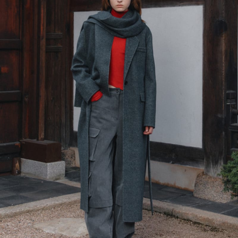 MUSEE RONAN Cashmere Handmade Muffler_Gray