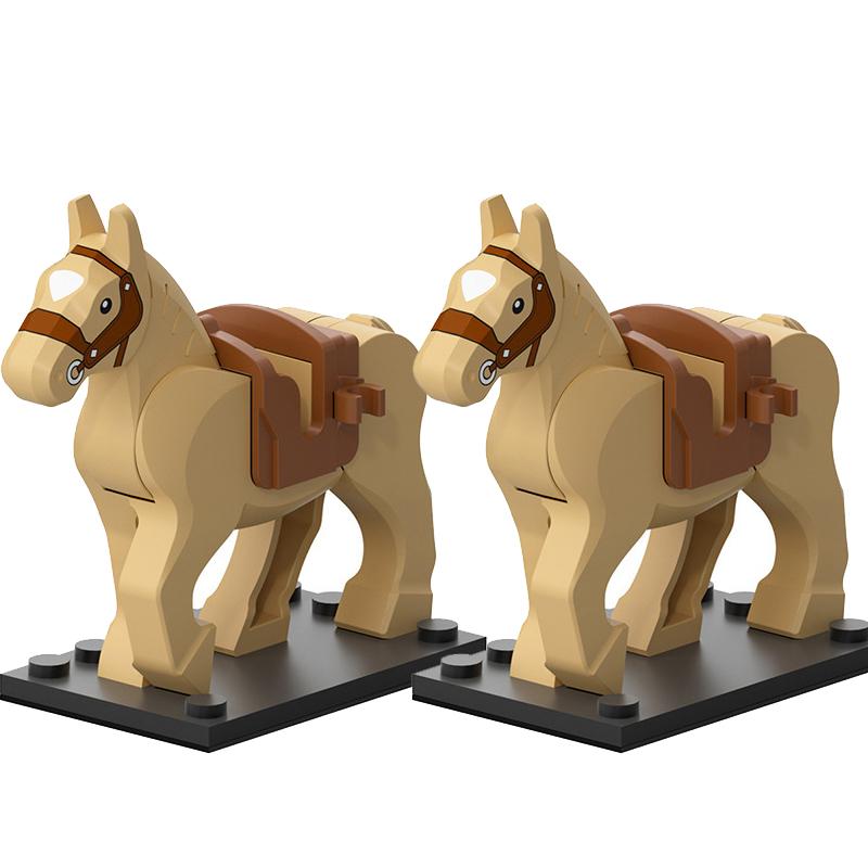 Medieval Military Castle Knight Building Blocks Riding Horse Wolf Bear Animal Vest Weapon Flag Saddle Dragon Toy Brick Gift K024