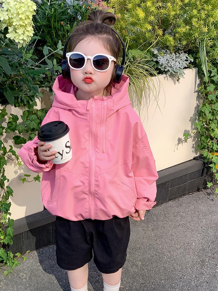 Herbst 2025 Mädchen Kapuzen-Windjacke: Jacke mit langen Ärmeln im koreanischen Stil für Kinder