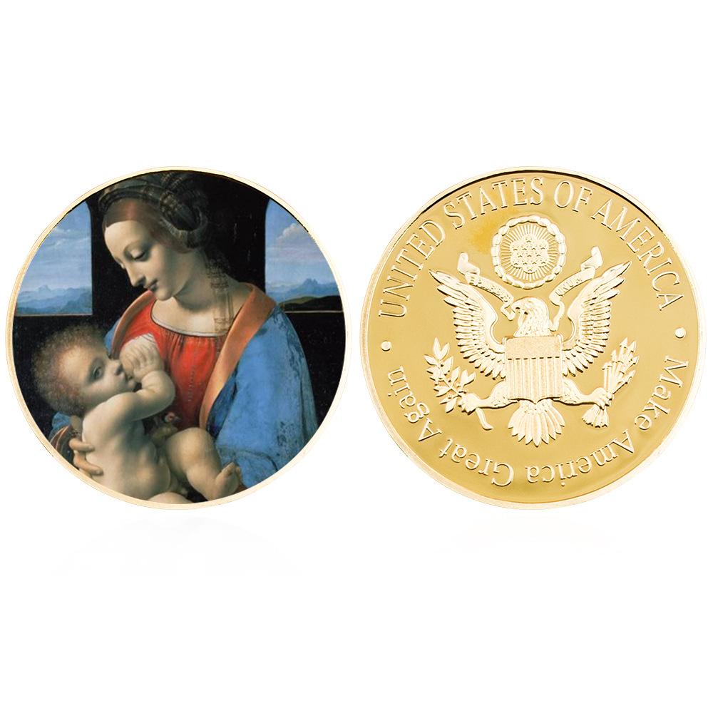 Da Vinci commemorative coin, Italian genius Da Vinci, Renaissance painter, gold/silver coin