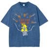 Unisex Washed T-shirt Loose Short Sleeved Shirt Pure Cotton Retro Style Fashionable
