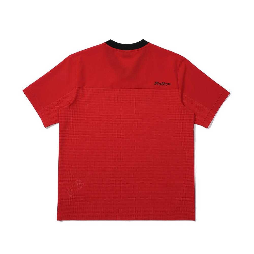 MALBON GOLF Hybrid Woven Short Sleeve Piste Red (Man)