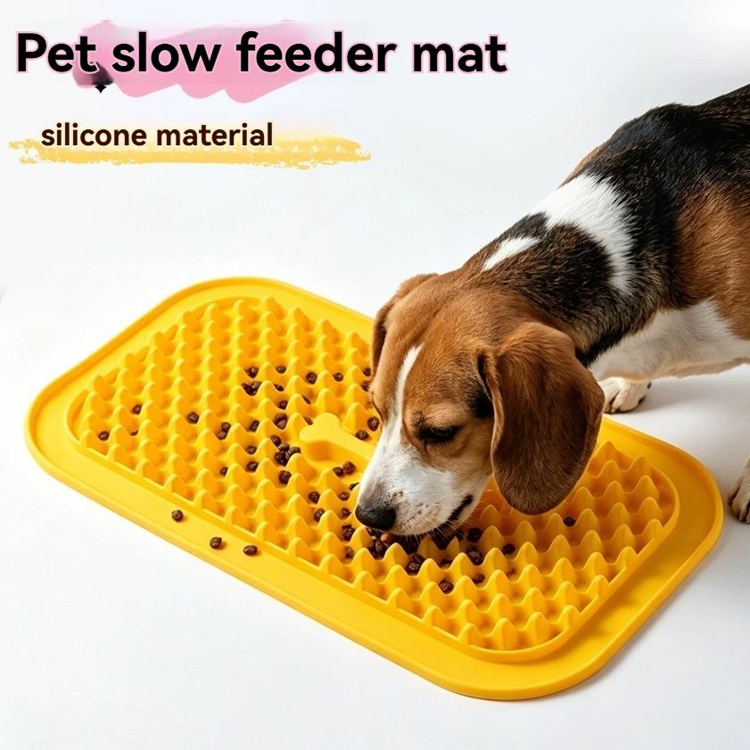 Silicone Dog Slow Feeder Mat, Anti-slip Lick Pad, Prevent Choking & Overeating for Dogs Cats