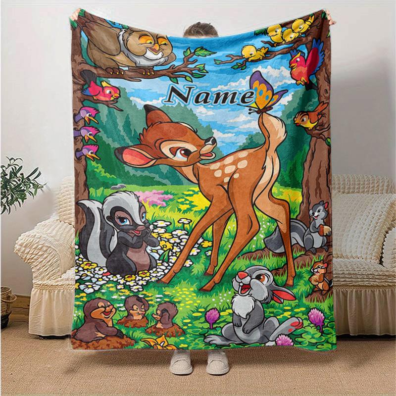 Custom 1pc Bambi Friends Adventure Blanket, Soft And Comfortable Blanket, Casual Warm, Camping Travel Blanket, Birthday Gift Q9103