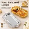 Gold Silver Metal Serving Plate Embossed Design Dessert Cake Dish Round Food Tray  Jewelry Storage