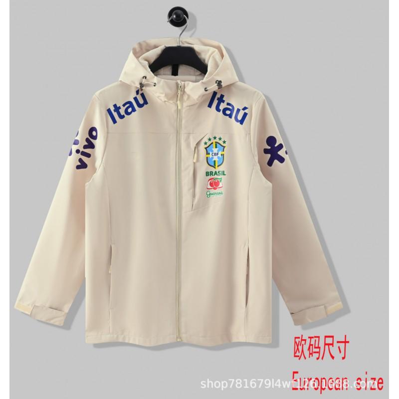 Brazil National Team Football Jacket Men Women Thin Windproof Waterproof Training Top
