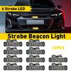 10pcs 6LED Amber Side Truck Beacon Warn Hazard Flash Strobe Light Top Roof Lamp