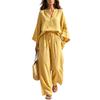 Spring and Summer New Collection Solid Color Two-Piece Set with V-Neck and Comfortable Loose Fit