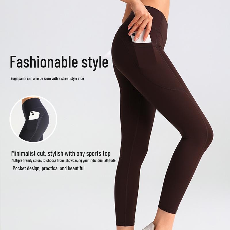 Damskie spodnie do jogi z wysokim stanem - Shark Pants - Oddychające legginsy fitness z efektem wyszczuplającym brzuch