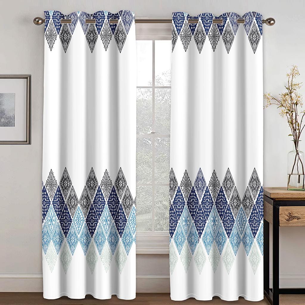 Geometric Semi-Blackout Window Curtains Bohemian Window Curtain for Living Room&Bedroom Drapes Decor(2Panels)Cotinas De Sala
