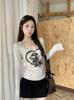 Plus Size Women's Retro V-neck Printed Long Sleeve T-shirt - Autumn Winter Spicy Girl Style