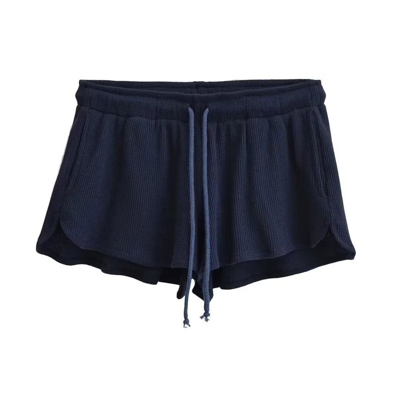 BM Sense Waffle Low Waist Shorts Gyaru Wind Drawstring Casual Pants Women Summer Loose Slimming Wide Leg Sports Pants