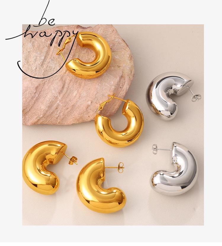 Stylish Geometric Half-Ring Metal Earrings