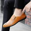 Plus Size Men's Cowhide Driving Moccasins - Casual Leather Shoes, British Style, Trendy Cross-Border Design.