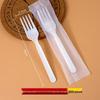 Disposable Biodegradable PLA Cutlery Set: Knife, Fork, Spoon with Long Handle and Thick Design