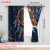 Set Of 2 Bohemian Flat Printing Curtains Dreamcatcher Native American Feathers Digital Printed Polyester Drapes Festive Curtain Made