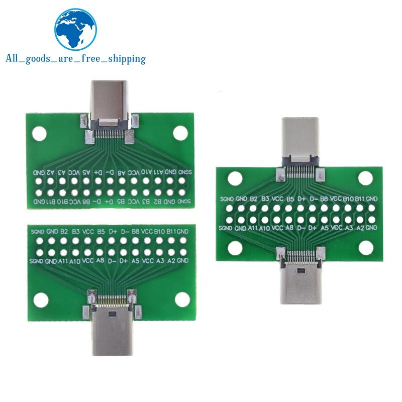 1/3 Stück Typ-C Stecker auf Buchse USB 3.1 Test-Leiterplattenadapter Typ C 24-Pin 2,54mm Anschlussbuchse für Datenleitung Kabel Übertragung