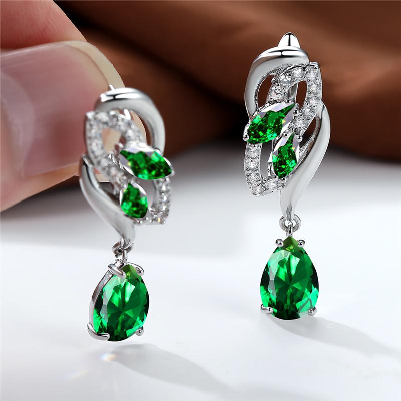 Cute Female Pink Crystal Zircon Stone Flower Earrings Vintage Wedding Jewelry For Women