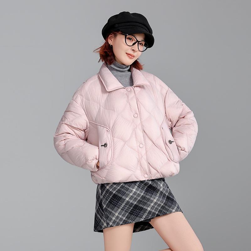 Winter New Small Lapel Shirt Collar Light Down Jacket Women's Short Loose and Casual