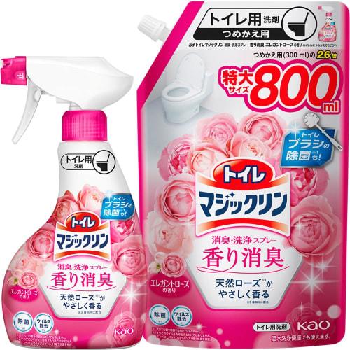 

Magiclean Toilet Deodorizing and Cleaning Spray (Bulk Purchase) with Elegant Rose Scent, 350ml Bottle + 800ml Refill