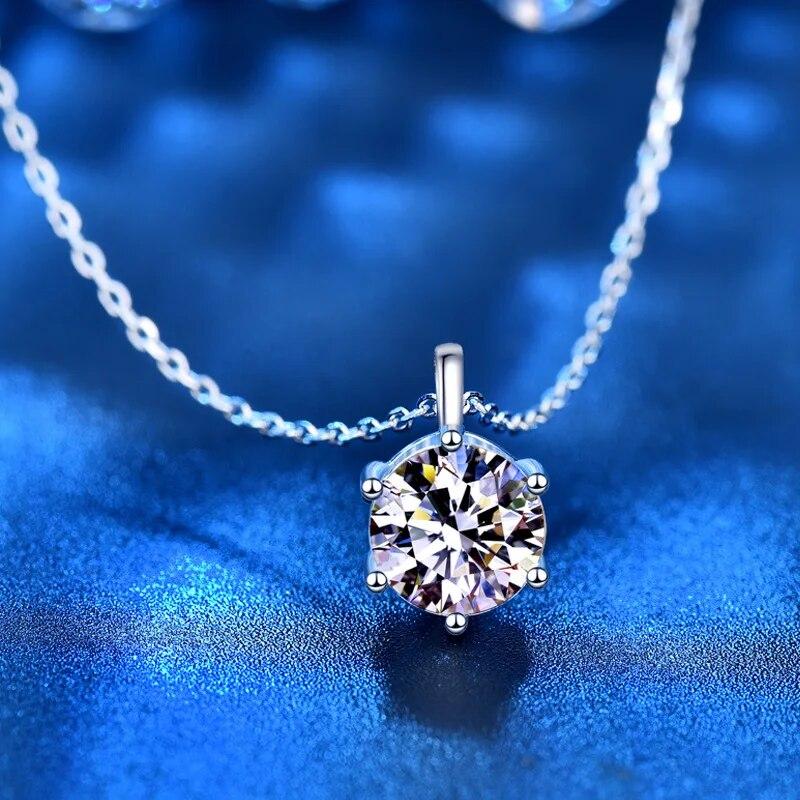 s925 Sterling Silver 2 Carat Moissanite Diamond Pendant Women's Necklace Fashion Minimalist Collar Necklace Jewelry Gift