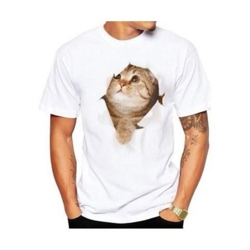 Nový módní trend Pánské tričko 3D potisk kočky Bílé krátký rukáv Denní ležérní Žolík Kulatý výstřih Pulovr