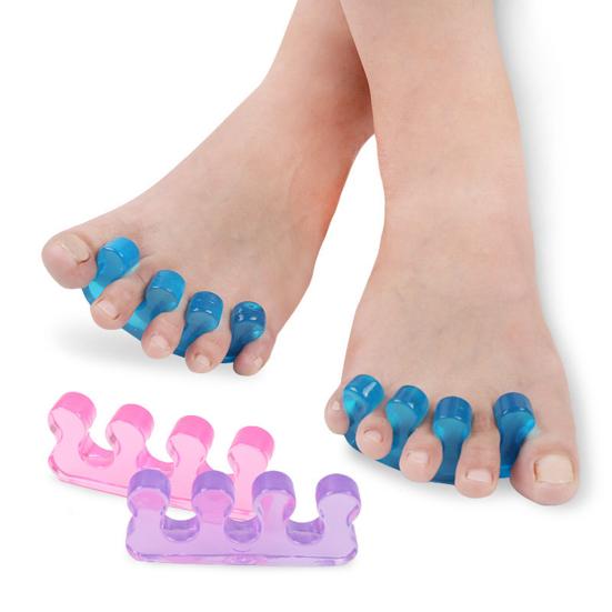 1 Pair Toe Separator for Overlapping Toes, 3-Hole Blue Gel Bunion Corrector, Soft SEBS Foot Spacer for Hallux Valgus, Toe Straightener for Women