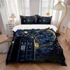 3pcs Doctor Who TARDIS Starry Night Bedding Set - Includes One Quilt Cover and Two Pillowcases (No Core) - Anime Cartoon Design, Polyester Fabric, Sui