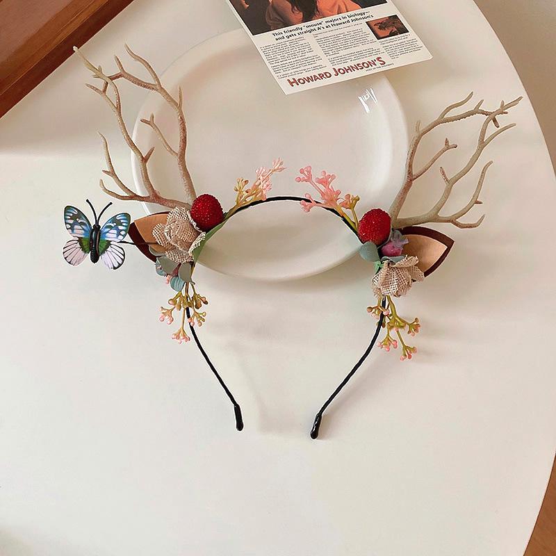 Fairy Mori Style Antler Reindeer Headband – Christmas Hair Accessories & Clips