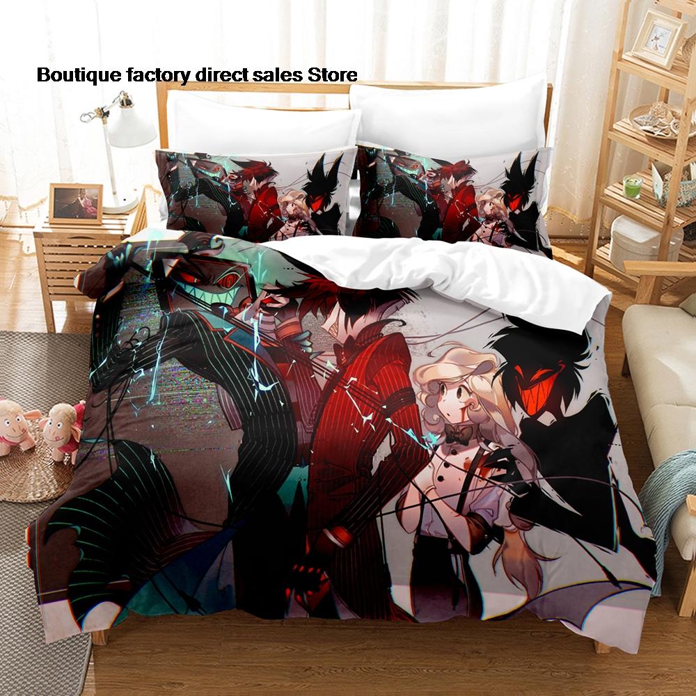 Anime Print Duvet Cover All Sizes Customizable for Fans BedroomHotHazbin Hotel Charlie Bedding Set 3PCS