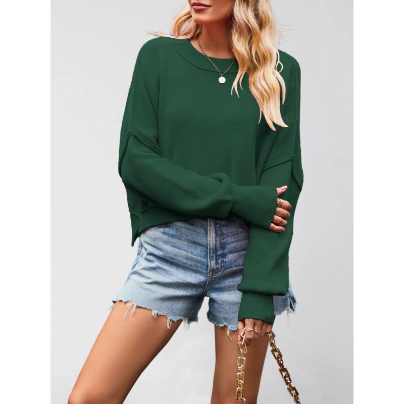 YYFS Dámská móda Ležérní Podzim Zima Jednobarevný potisk Dlouhý rukáv Topy s výstřihem do O Dámské oblečení Vlněné úplety Svetry