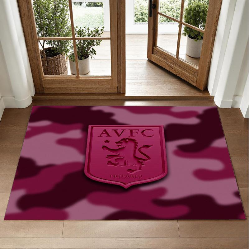 Aston Villa Futbol Tasarımlı Kristal Kadife Halı Yatak Odası Girişi İçin Yumuşak Dekoratif Mat