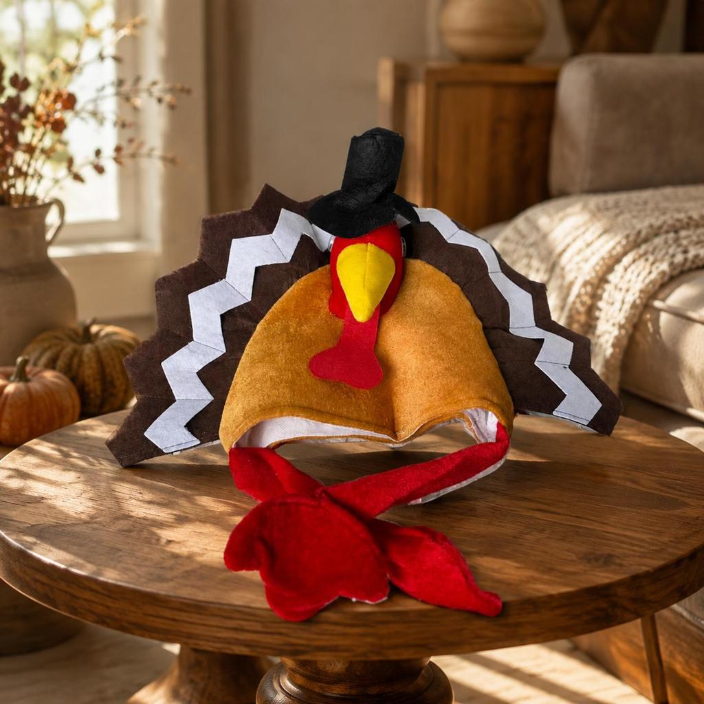 Turkey Face Hat with Tail Feather Panels Brimless Soft