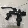 1/2 Inch Inlet Garden Faucet Black Paint Bibcock Rust-Proof Double Outlet Faucet  Outdoor Garden