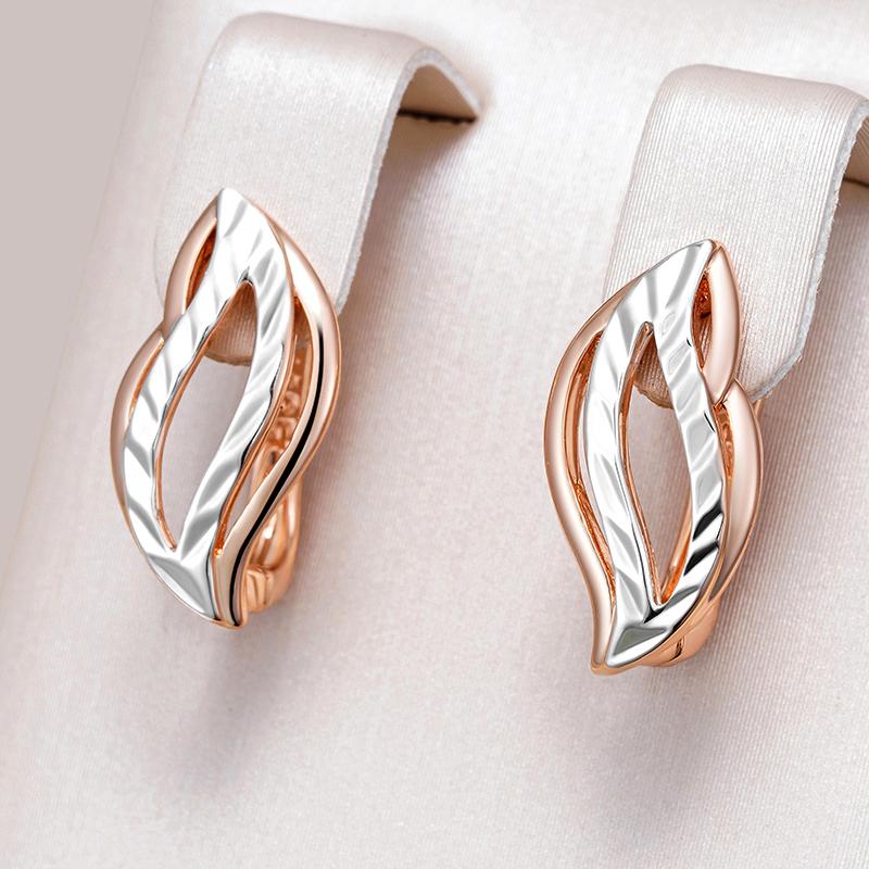 Fashion Glossy Hollow Leaves Dangle Earrings For Women  Rose Gold  Color Mix Fine Daily Vintage Jewelry
