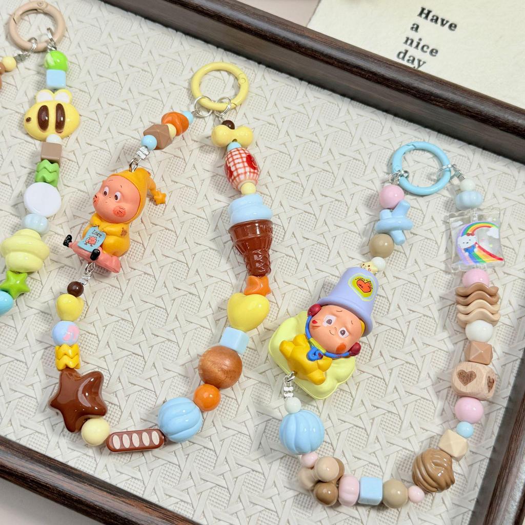 Star Person Beaded Phone Charm: Dopamine Color DIY Keyring