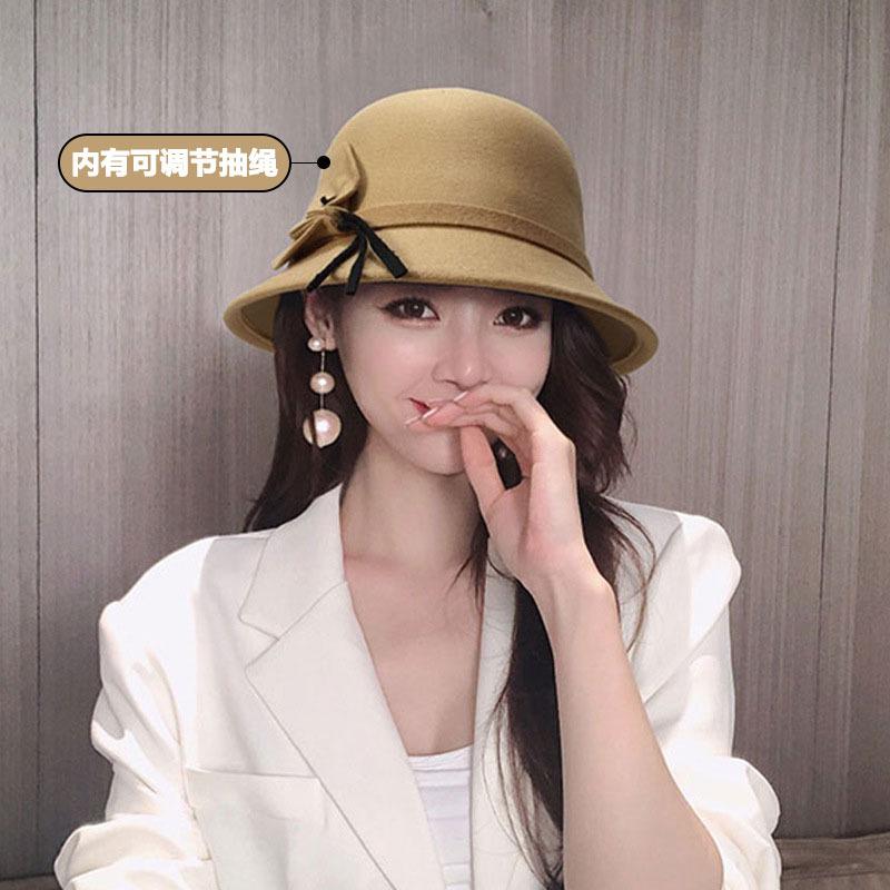 Autumn and winter hat women's British dome wool top hat women's new retro versatile bucket hat basin hat tide