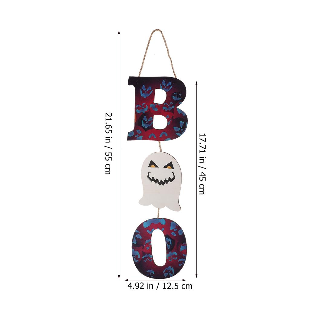 Halloween Wood Hanging Sign Decor BOO Door Sign Indoor Outdoor Family Decorations Lightweight Craftsmanship