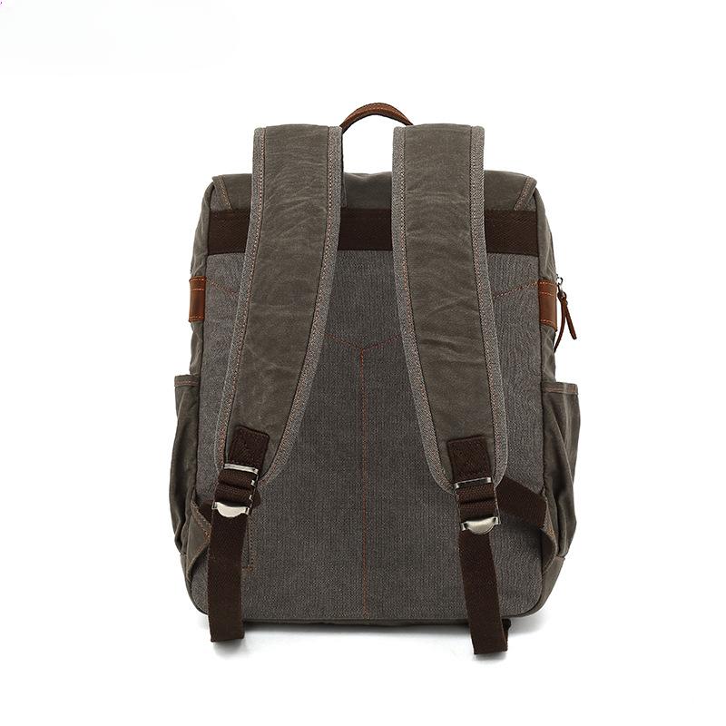 Men's Shoulder Travel Bag Student Book Backpack Waterproof Oil Wax Canvas