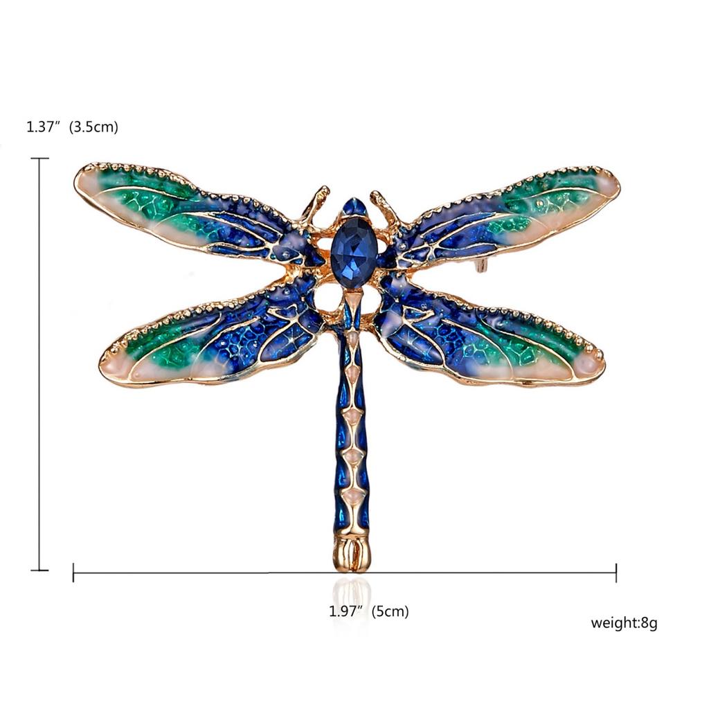 Temperament Blue Green Enamel Flying Dragonfly Brooches For Women Men Exquisite Classic Insect Animal Lapel Pins Party Jewelry