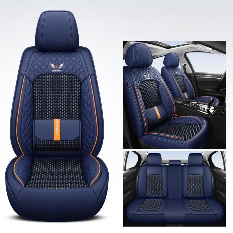 5-Seat Car Seat Covers Leather Car Ice Silk Seat Cushion Universal in All Seasons, Fully Enclosed Car Seat Cushion All-inclusive Car Seat Cover