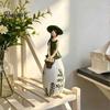 Decorative Girl with Basket Figurine Nordic Style Resin Flower Basket, Creative Desktop Ornament Home Decor for Decor, Aesthetic Pastoral Sculpture