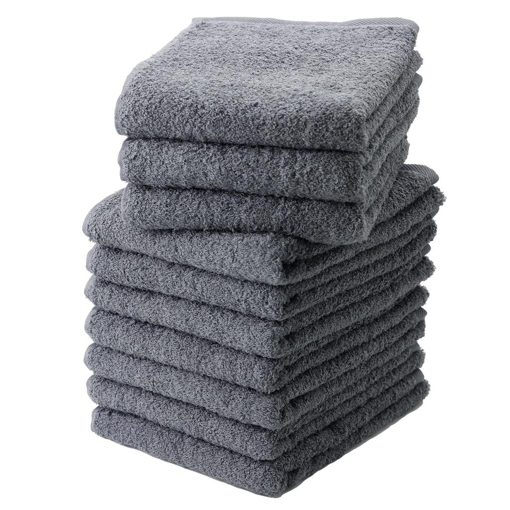 Senshu Towel Face Medium Weight Made In Commercial Set of Same Charcoal Towel, (320 Momme), Japan, 100% Cotton, Absorbent, Use, 10, Color,