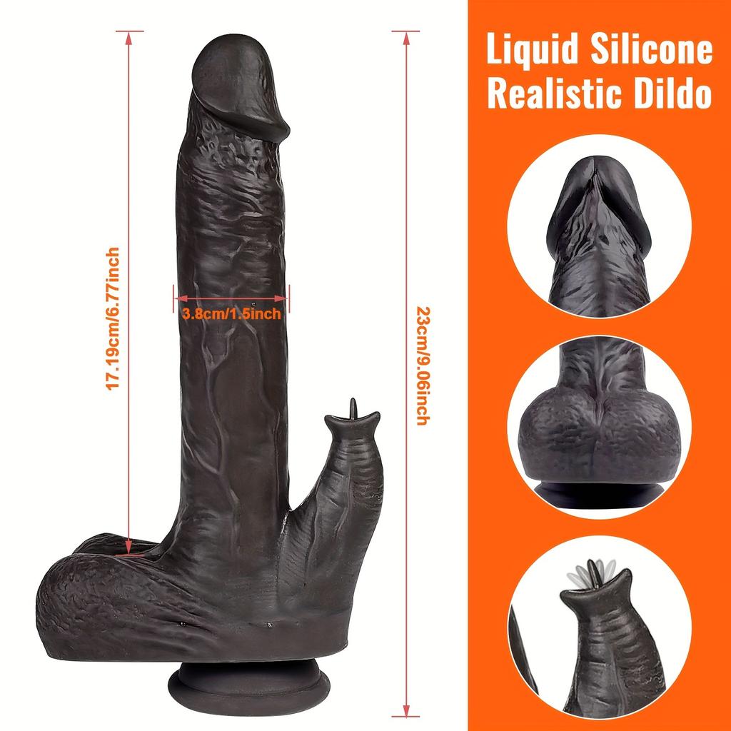 Heating Thrusting Dildo Licking Vibrator For Women, Realistic Dildo Wireless Clitoral Stimulator With 6 Telescopic & 10 Vibrations & 10 Licking Modes