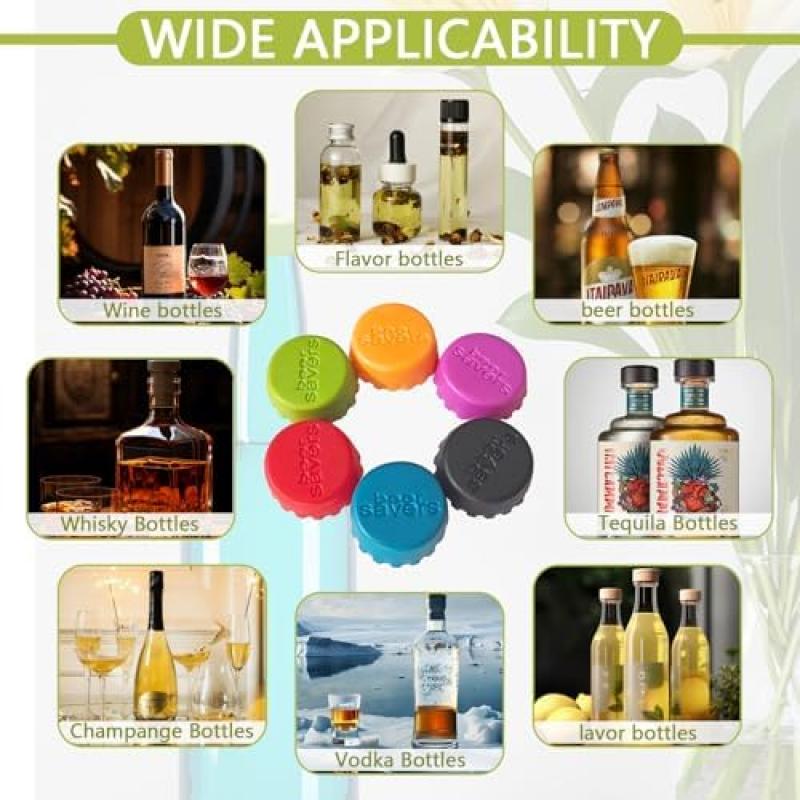 18-Pack Reusable Silicone Bottle Caps, High-Quality Silicone Beer Bottle Sealer Caps, Leak-Proof Seal for Beer Bottles