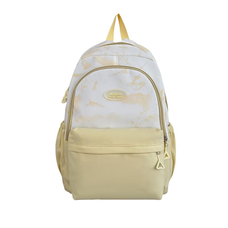 Schoolbag Japanese Ins Solid Color Schoolbag Female Junior High School Student High Value College Style Backpack Light Ink Painting Fashion Backpack